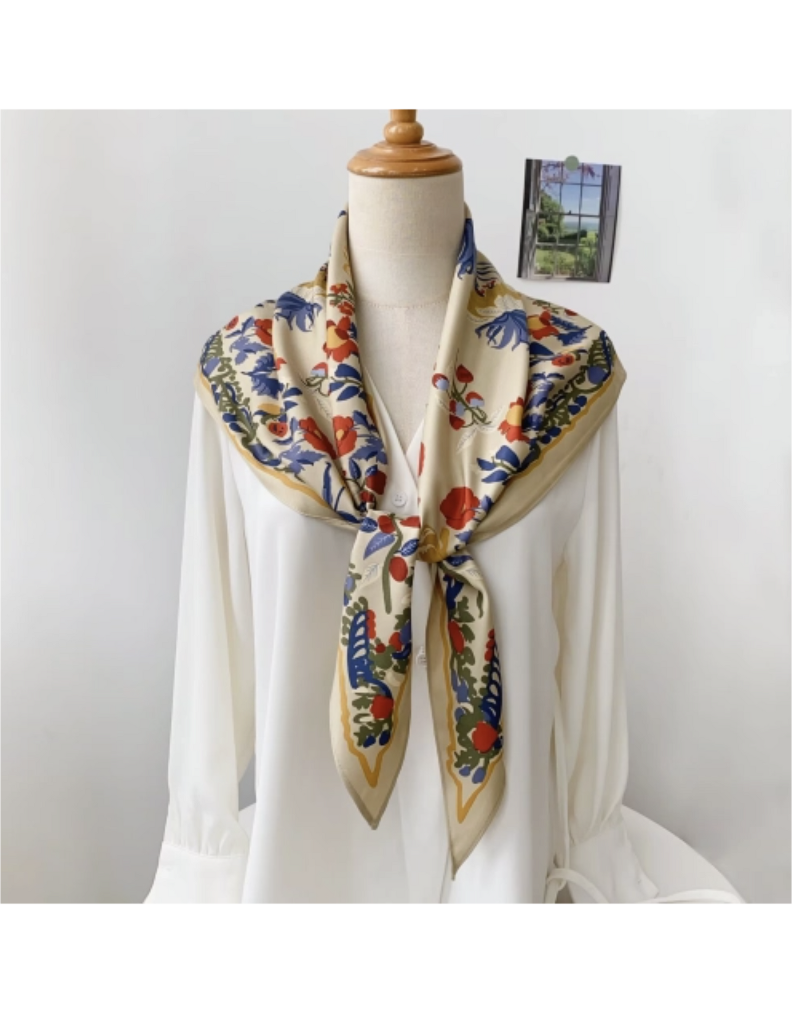 Bloom Triangle Lightweight Scarf - Beige