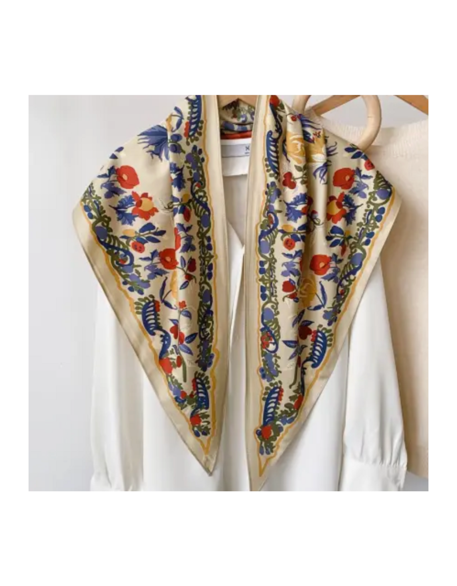 Bloom Triangle Lightweight Scarf - Beige