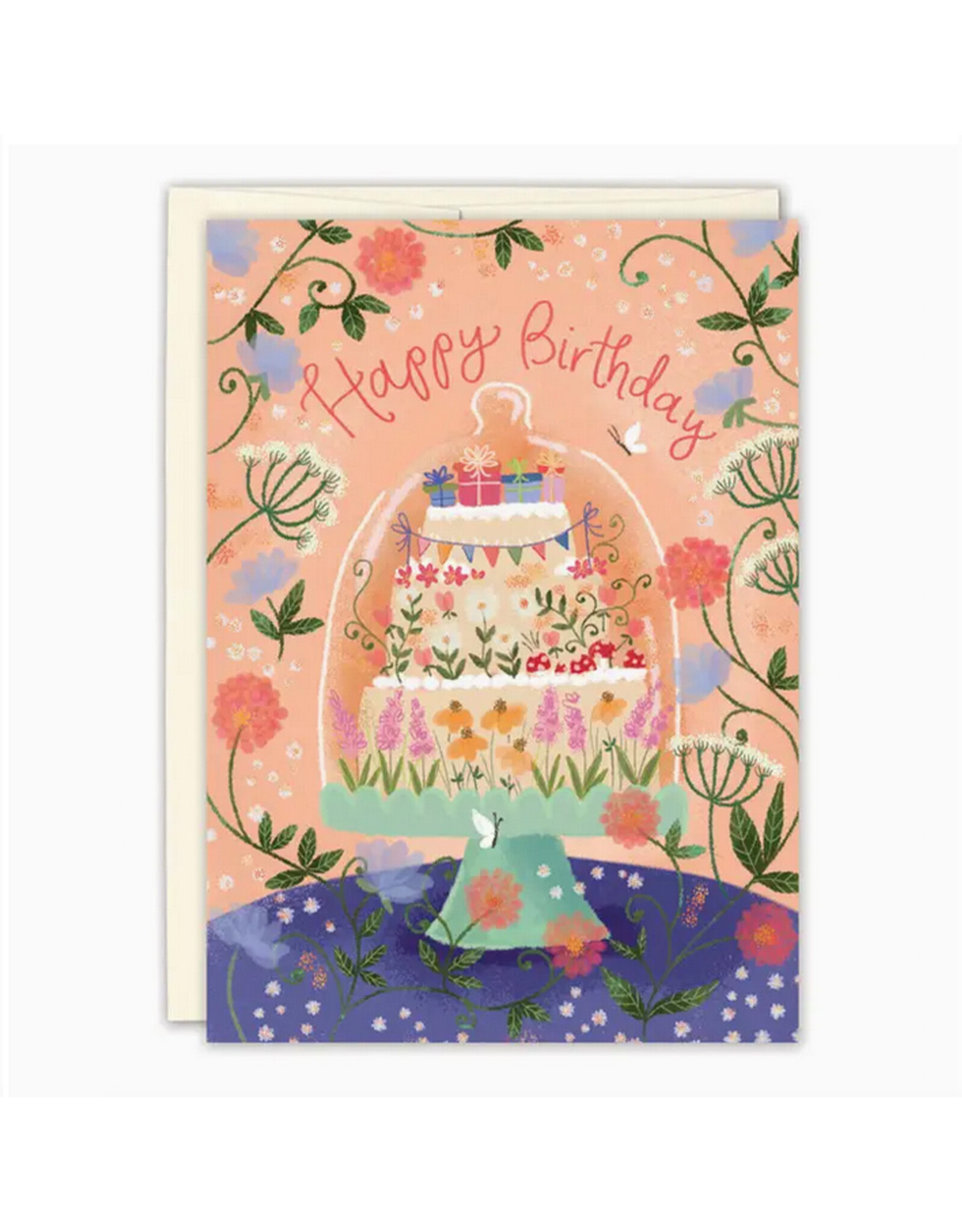 Floral Cake Stand Birthday Greeting Card