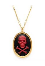 Red Skull And Crossbones Necklace