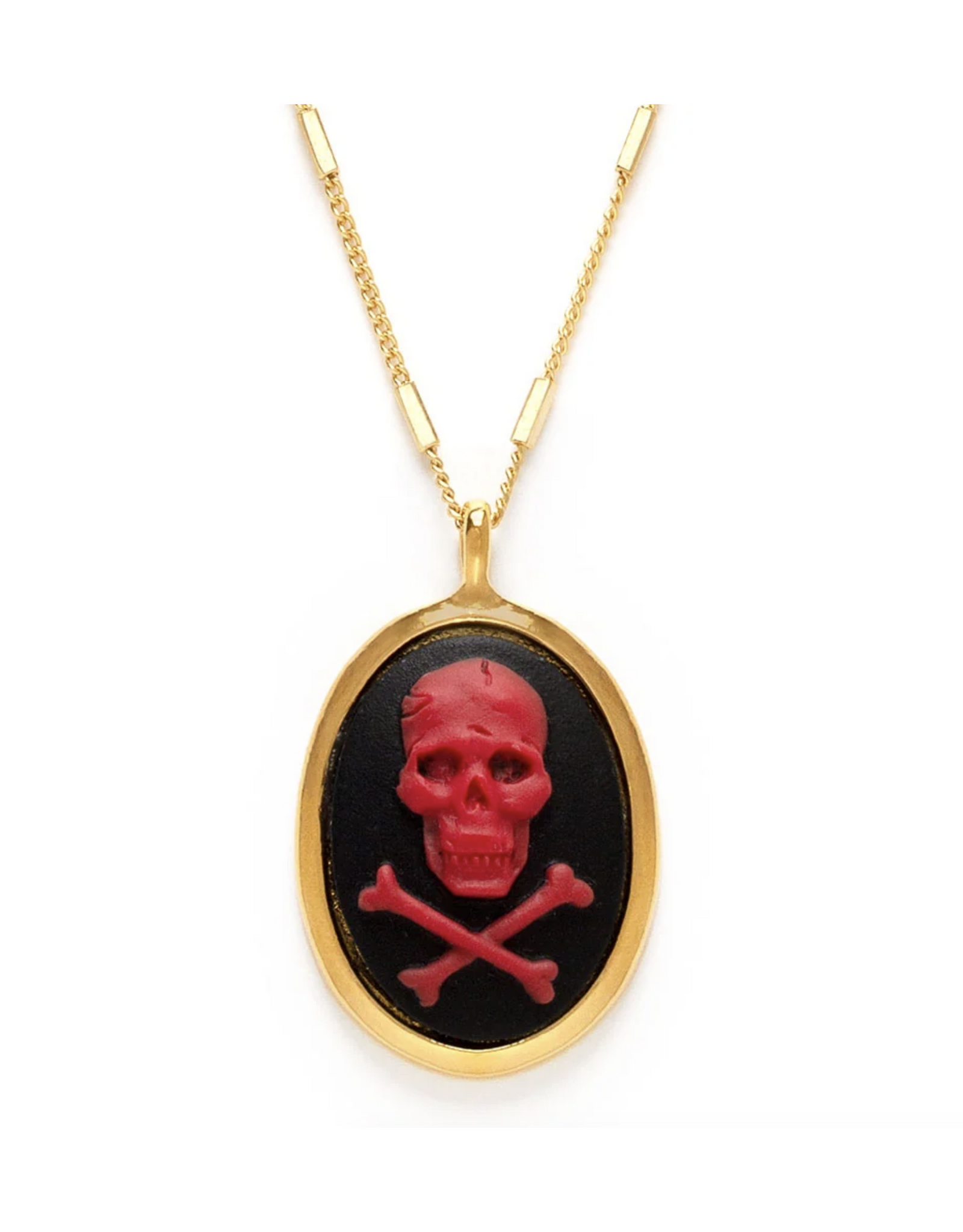 Red Skull And Crossbones Necklace