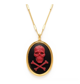 Red Skull And Crossbones Necklace
