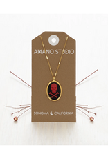 Red Skull And Crossbones Necklace