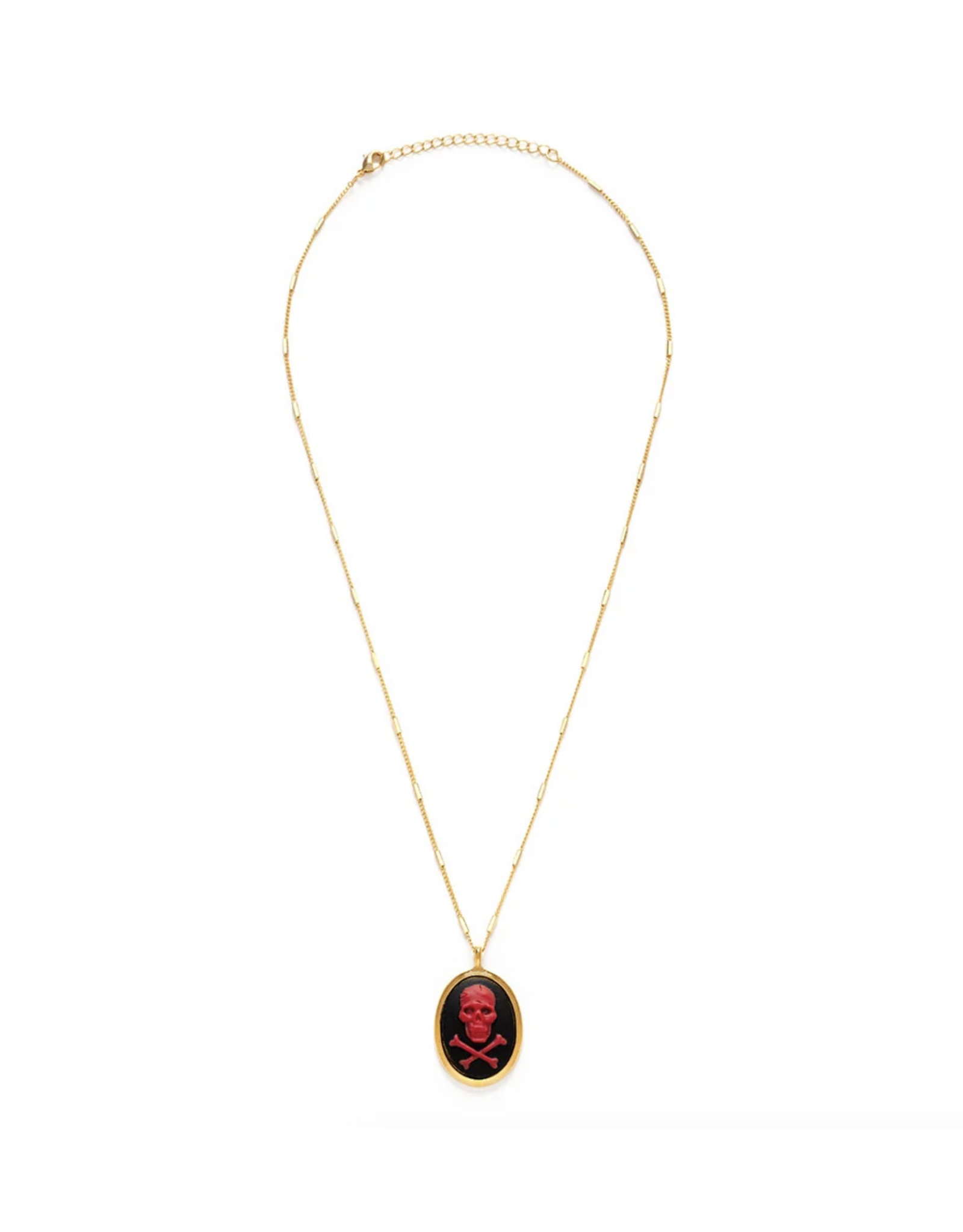 Red Skull And Crossbones Necklace