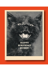 Happy Birthday Buddy Screaming Cat Greeting Card