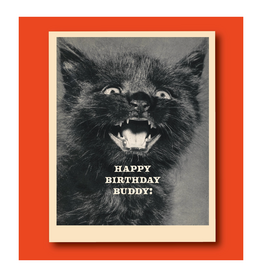 Happy Birthday Buddy Screaming Cat Greeting Card