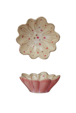 Dots Stoneware Floral Bowl - Ivory