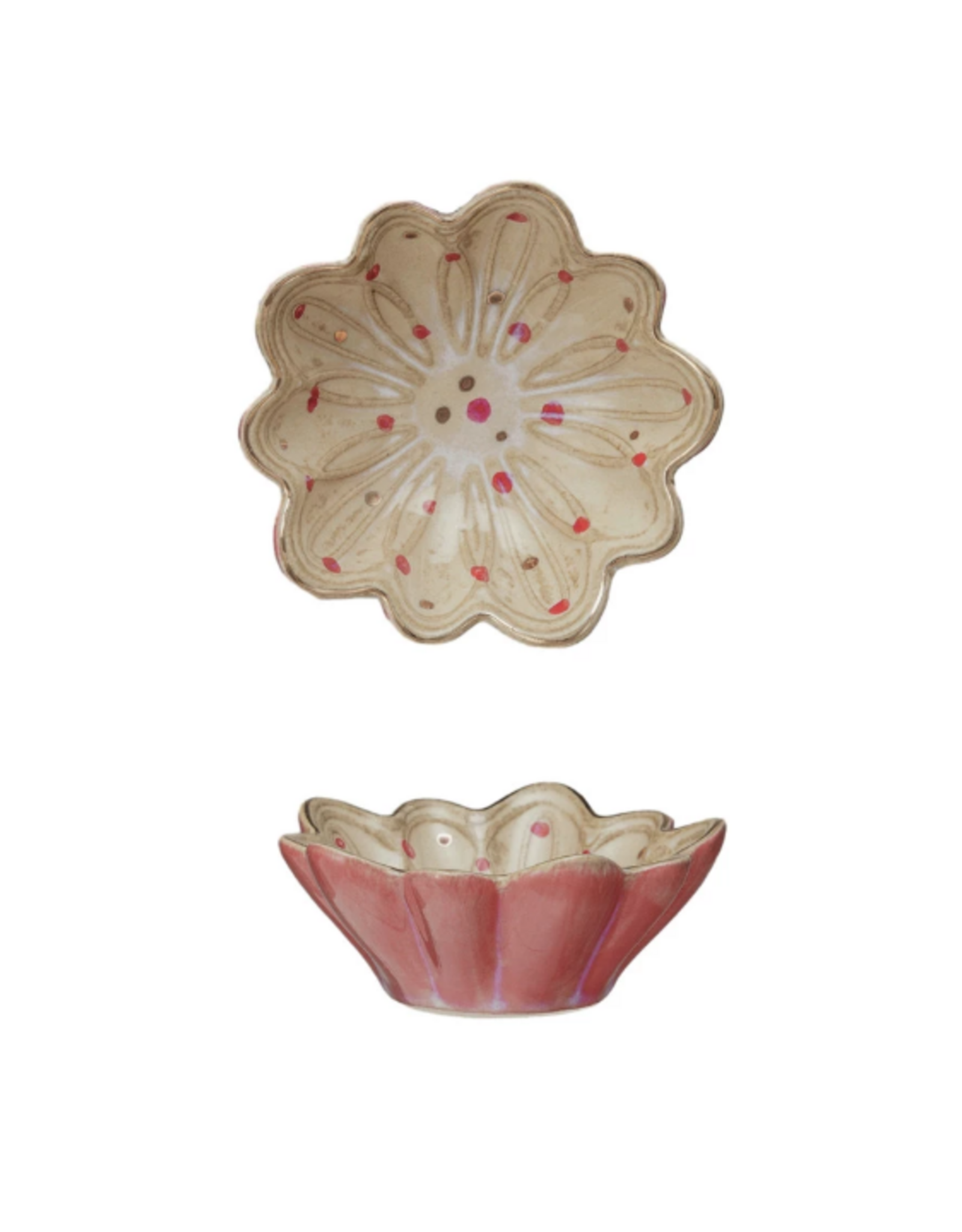 Dots Stoneware Floral Bowl - Ivory