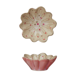 Dots Stoneware Floral Bowl - Ivory