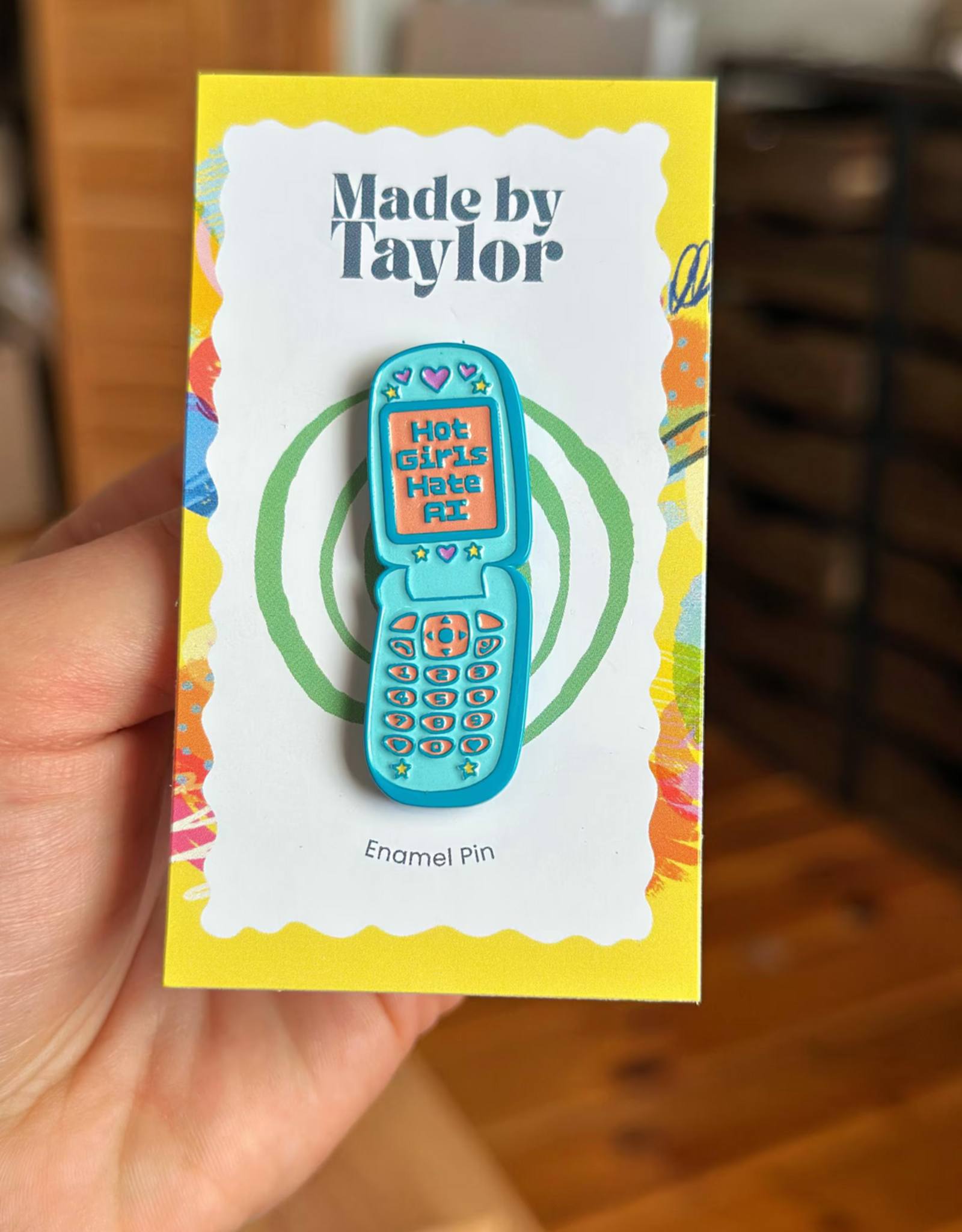 Made By Taylor Hot Girls Hate AI Flip Phone Enamel Pin