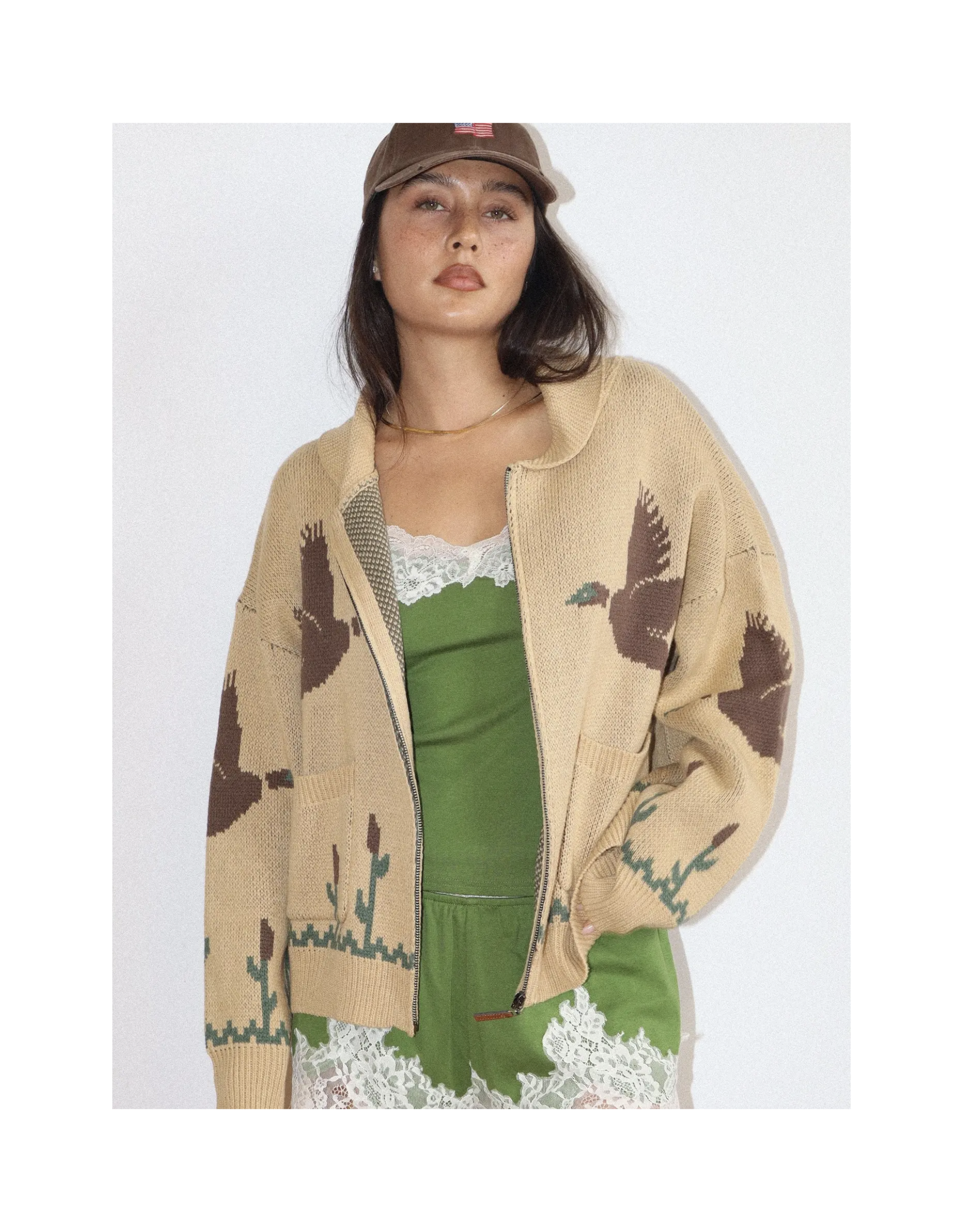 Bailey Rose Desert Bird Knit Zip Cardigan