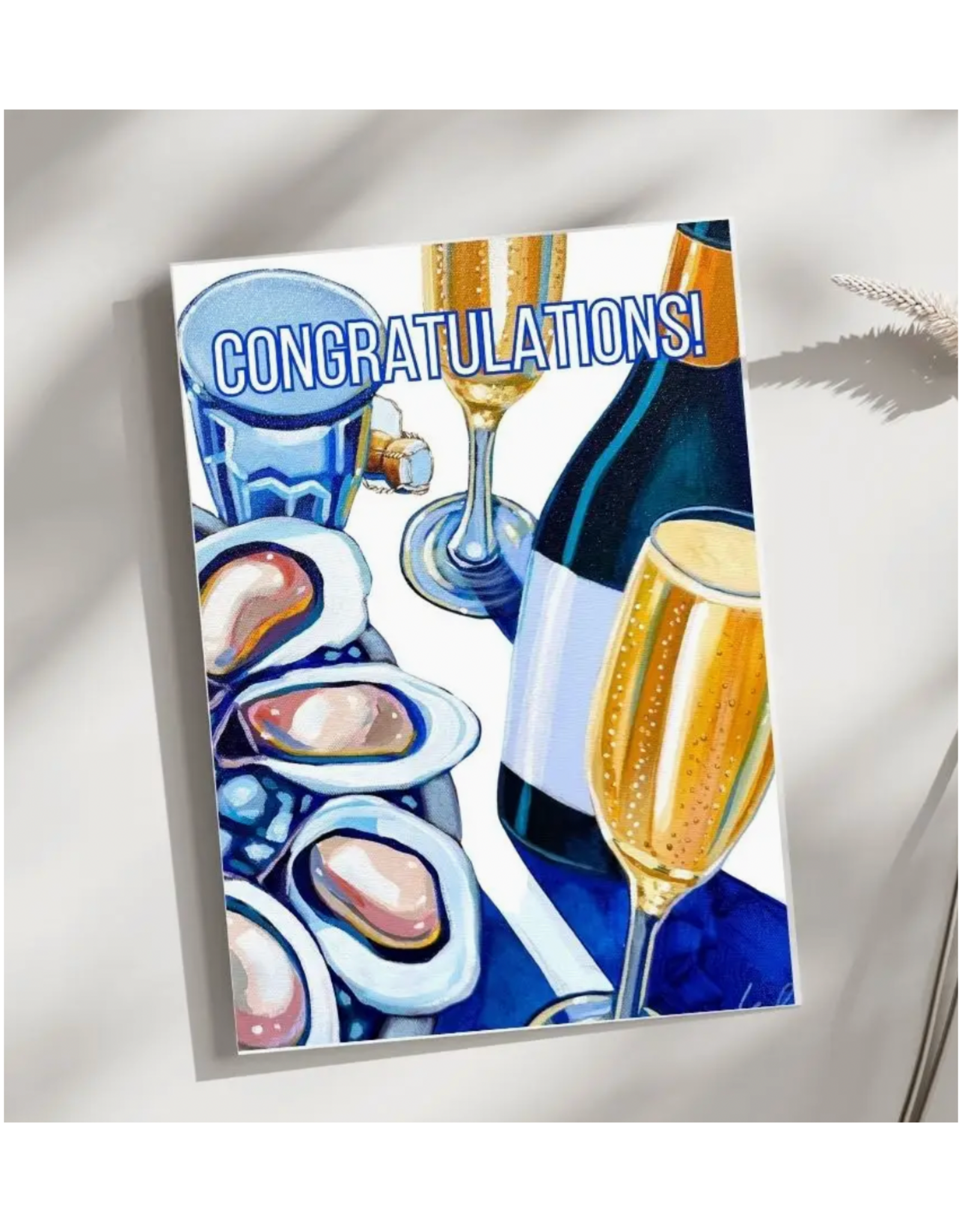 Laurel Greenfield Art Champagne and Oysters Congratulations Greeting Card