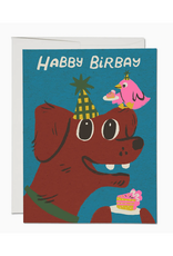 Habby Birbay Dog and Bird Greeting Card