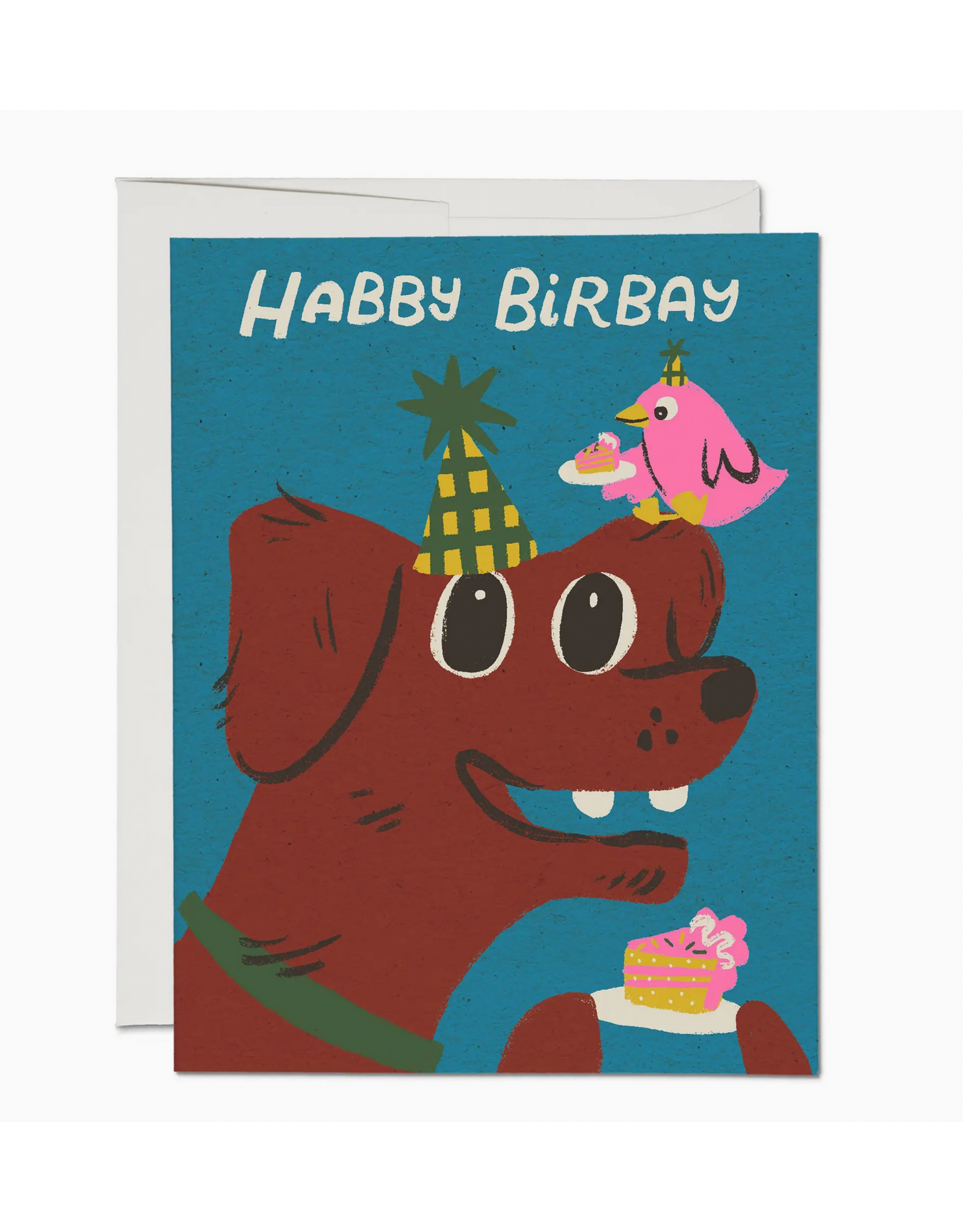 Habby Birbay Dog and Bird Greeting Card