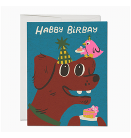 Habby Birbay Dog and Bird Greeting Card