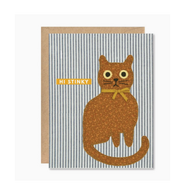 Hi Stinky Stitched Cat Greeting Card