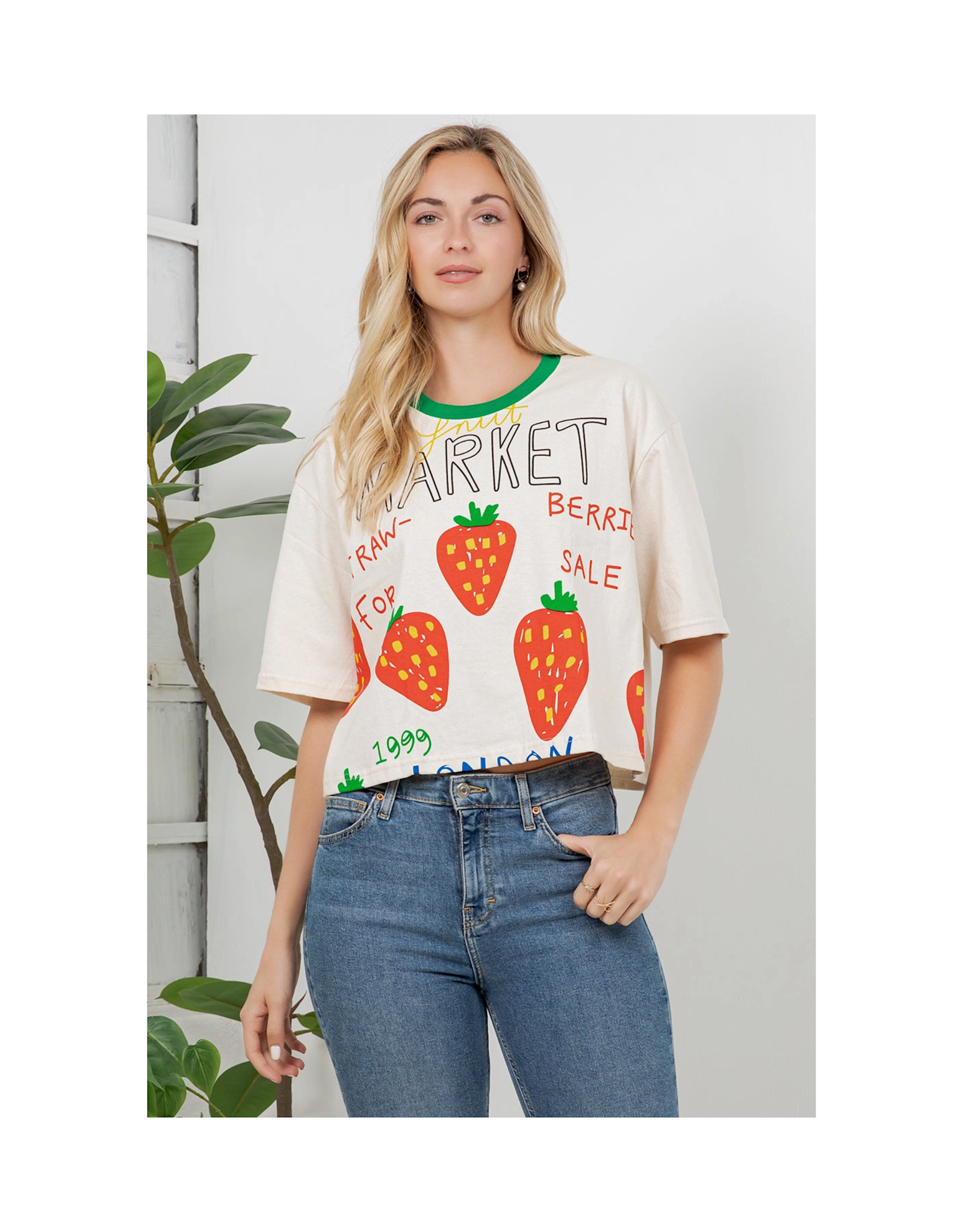 Fruit Market Strawberries Crop Top