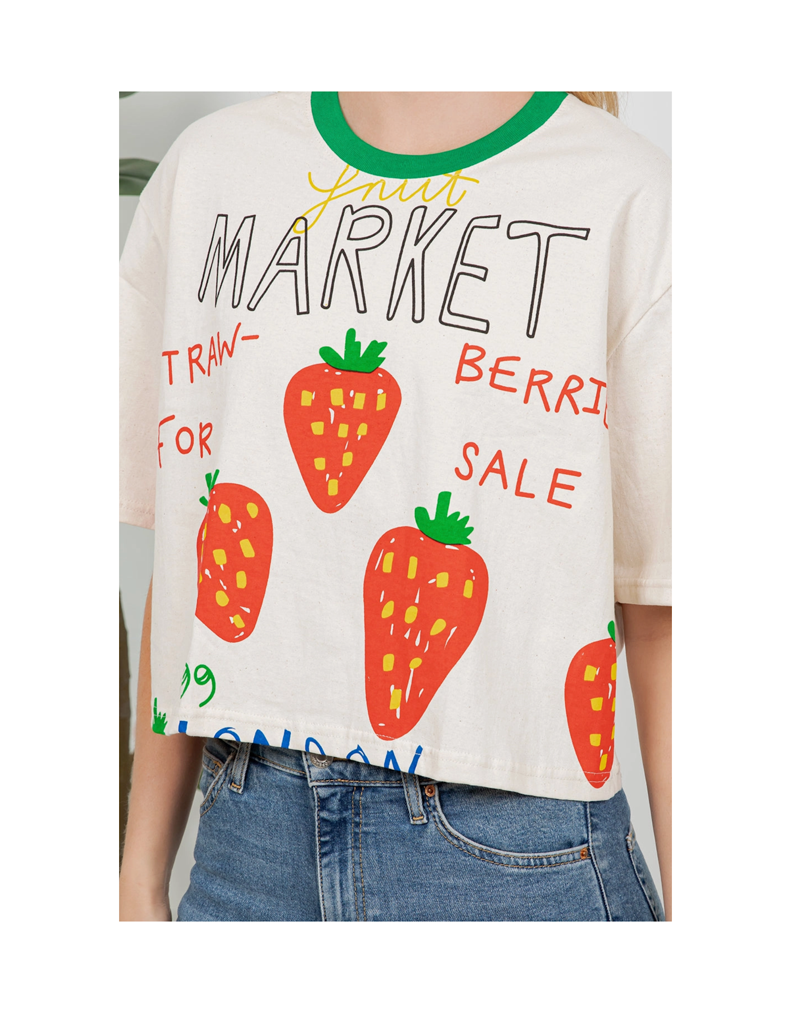 Fruit Market Strawberries Crop Top