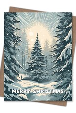 Forest Light Starburst Merry Christmas Greeting Card