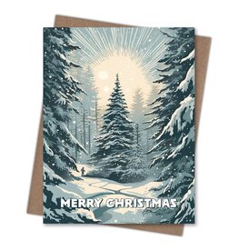 Forest Light Starburst Merry Christmas Greeting Card