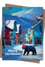 Bear Crossing Merry Christmas Greeting Card