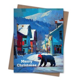 Bear Crossing Merry Christmas Greeting Card