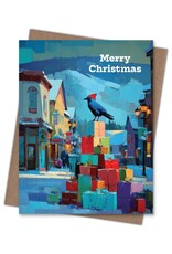 Raven on Main Street Merry Christmas Greeting Card