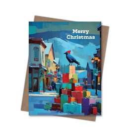 Raven on Main Street Merry Christmas Greeting Card