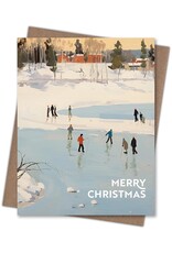Snow Day Skating Merry Christmas Greeting Card