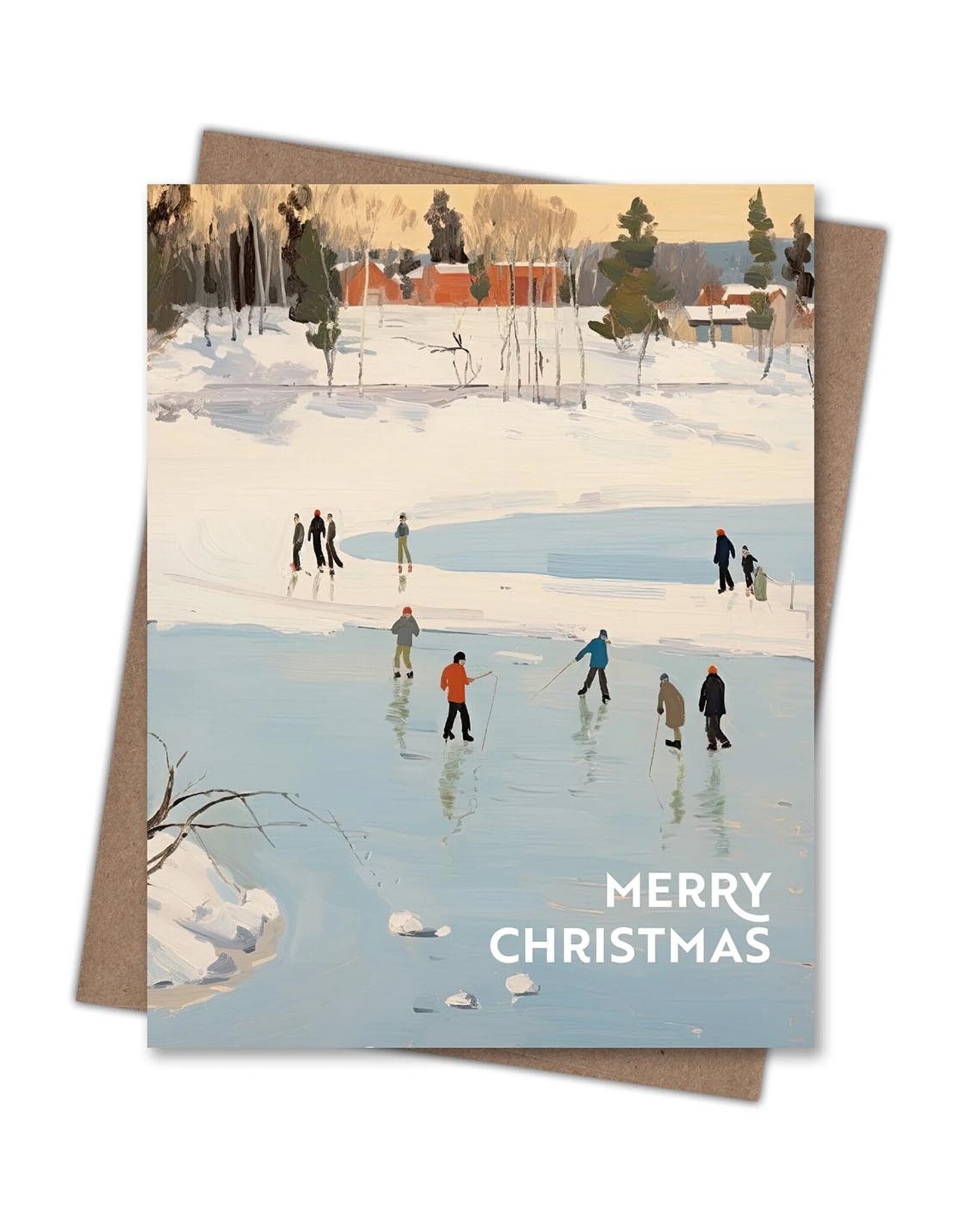 Snow Day Skating Merry Christmas Greeting Card