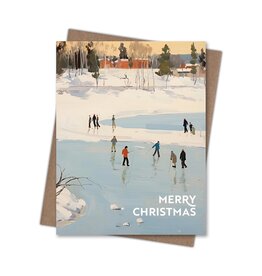 Snow Day Skating Merry Christmas Greeting Card