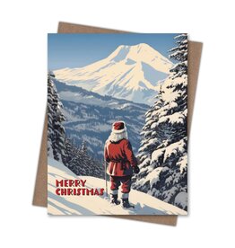 Mount Rainier Santa Christmas Greeting Card