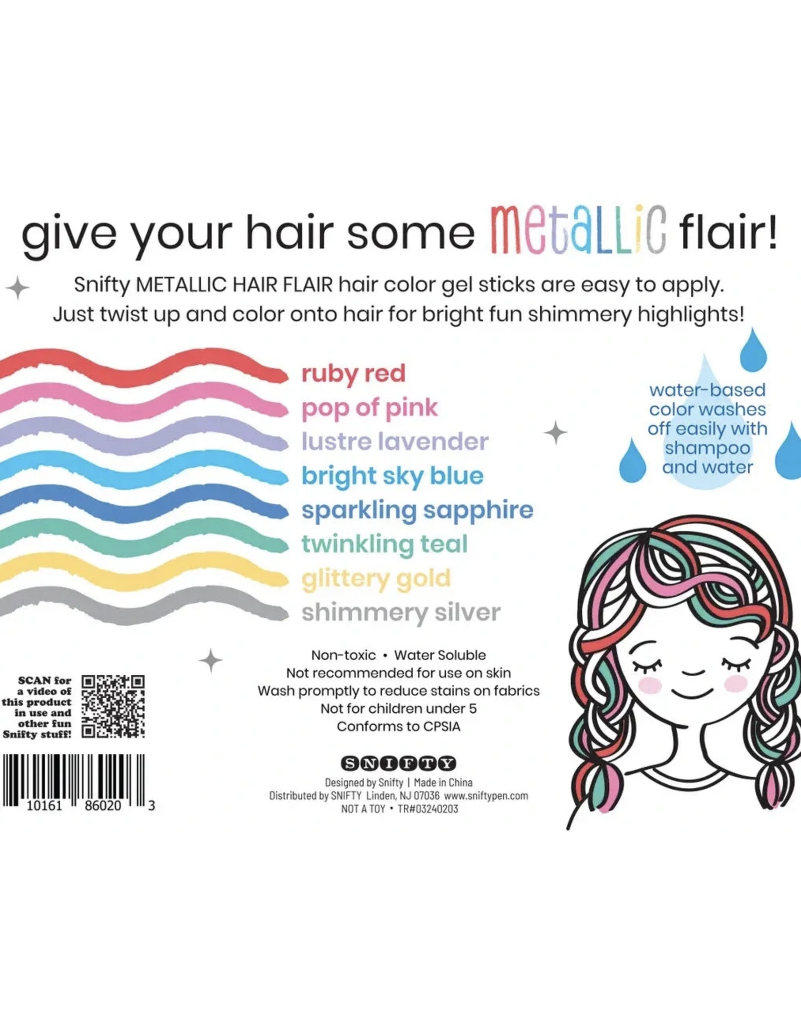 Metallic Shimmery Hair Color Gel Sticks Set of 8