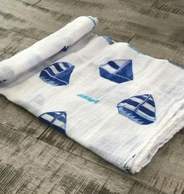 Three Little Anchors Cotton Muslin Swaddle - Sailboats