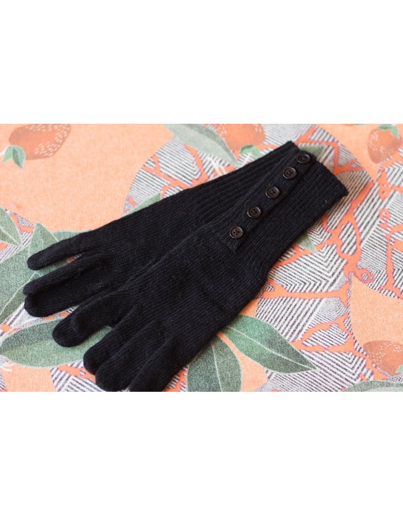 Knit Bonbons Button Cuff Long Glove Black