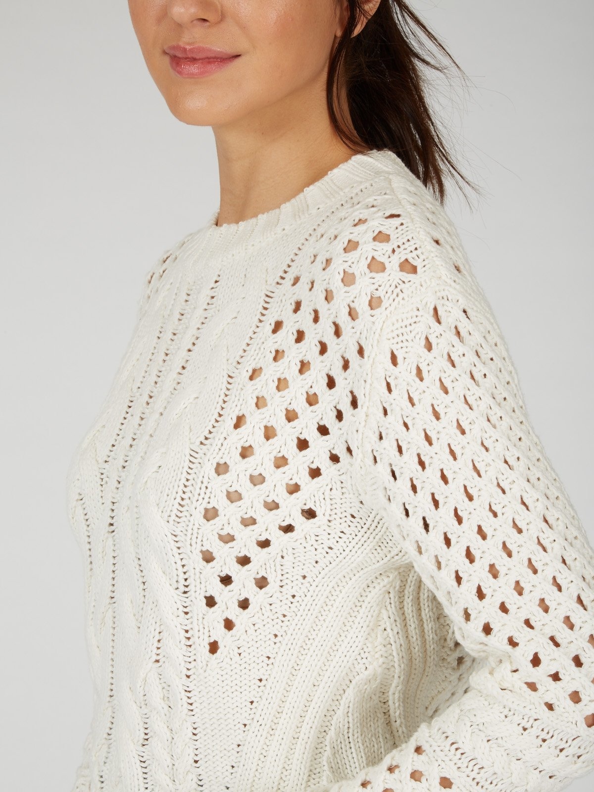 525 mixed cable cardigan