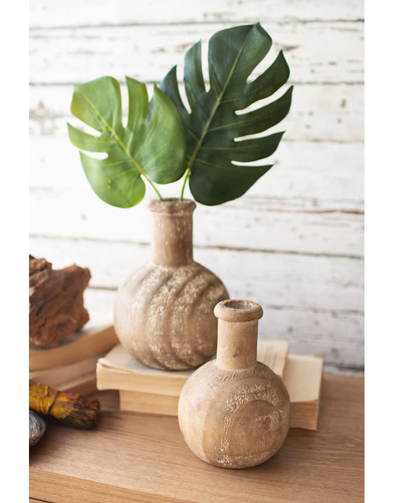 Kalalou Wood Carved Vase