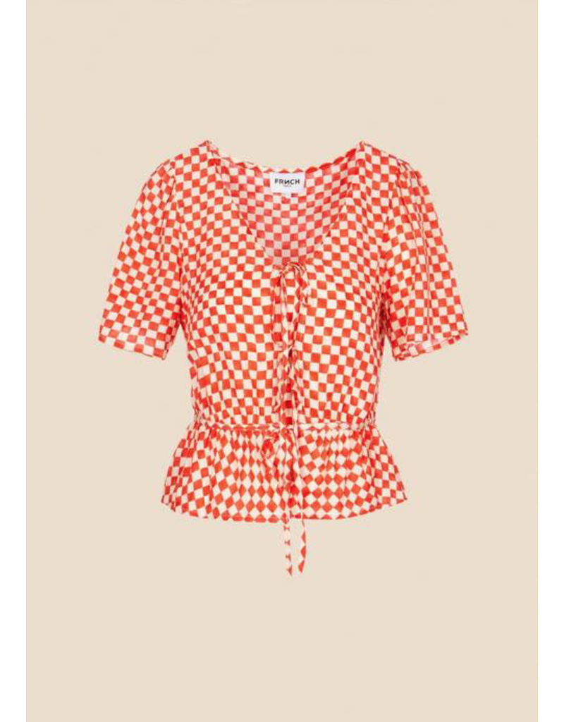 FRNCH Gaelle Checkered Rouge Top