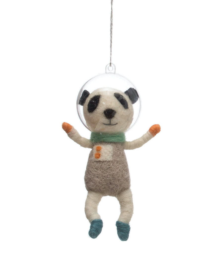 Creative Co-Op Panda Astronaut Wool Ornament