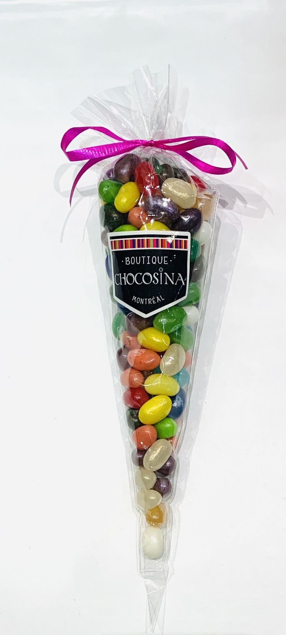 Delicious Jelly Belly Cones wrapped in colorful ribbon. CHOCOSINA