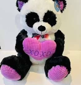 Peluche Panda Coeur Mauve 21''