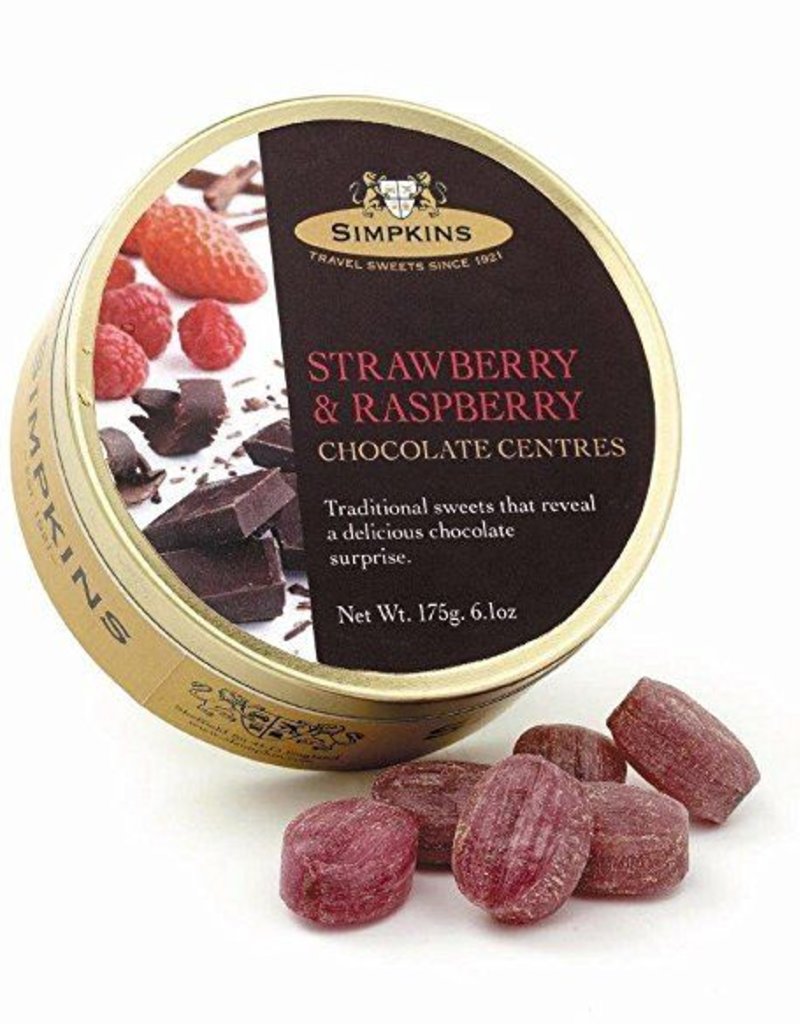 Simpkins Strawberry & Raspberry Candy Tins Chocolate Center