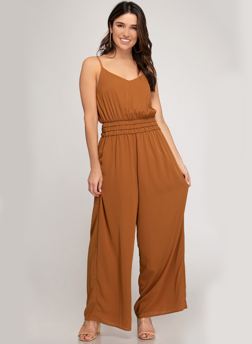 smocked waist jumpsuit