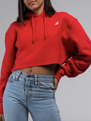 red champion crop hoodie
