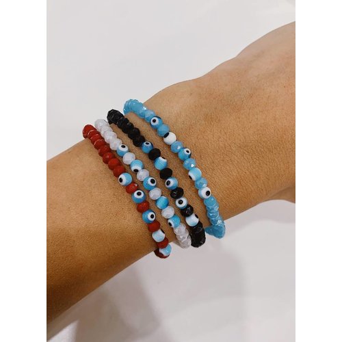 Atelier SYP Minimalist Crystal Bead Bracelet with Evil Eye Atelier SYP Minimalist Crystal Bead Bracelet with Evil Eye