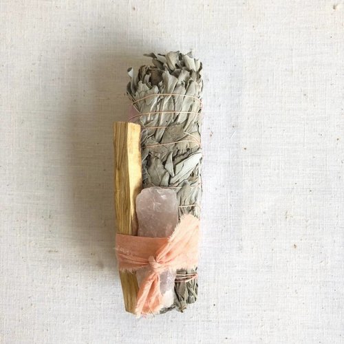 Catherine Rising Rose Quartz + Palo Smudge Stick Catherine Rising Rose Quartz + Palo Smudge Stick