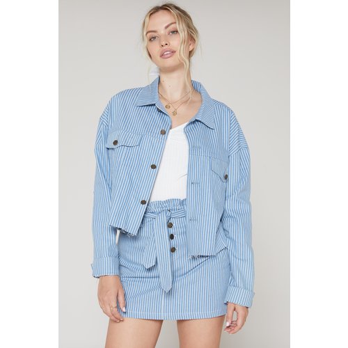 Sadie & Sage No Doubts Stripe Denim Jacket Sadie & Sage No Doubts Stripe Denim Jacket