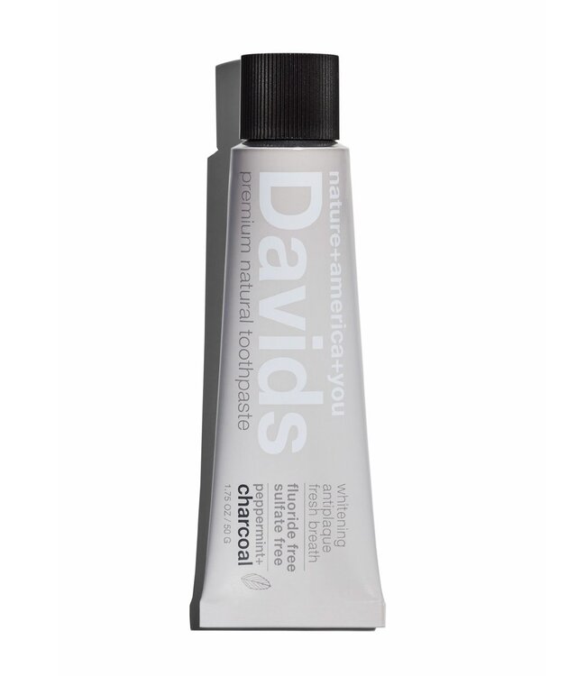 David's Toothpaste Davids travel size premium toothpaste / charcoal+peppermint / 1.75 oz