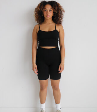 X C'est Moi Bamboo Rib Crop Cami Black