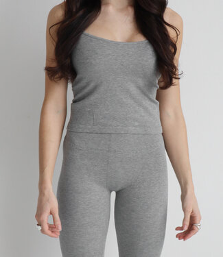 X C'est Moi Bamboo Rib Crop Cami Heather Silver